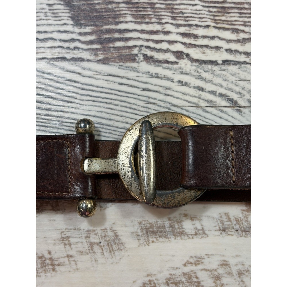 Distressed Vintage O-ring Latch Leather Limited Belt Size Large Brown